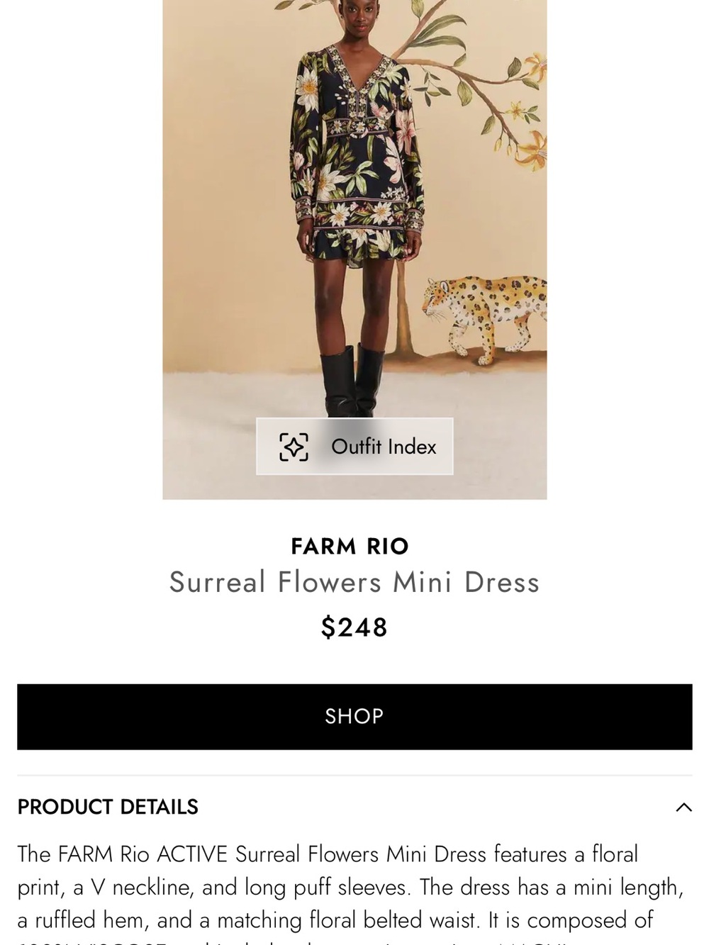 Black Surreal Flowers Long Sleeve Mini Dress